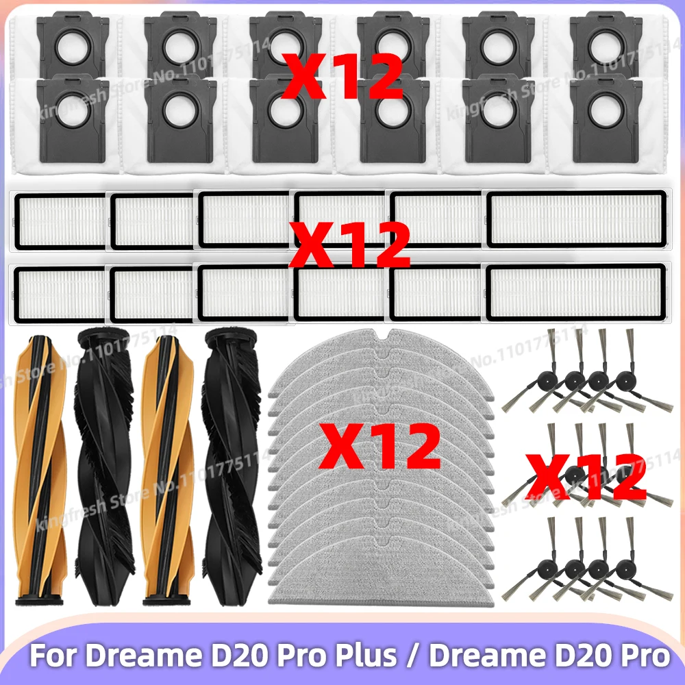 Compatibile per ( Dreame D20 Pro Plus / Dreame D20 Pro / Mova E30 Pro Plus) Parti aspirapolvere spazzola principale e laterale sacco polvere filtro panno mop accessori