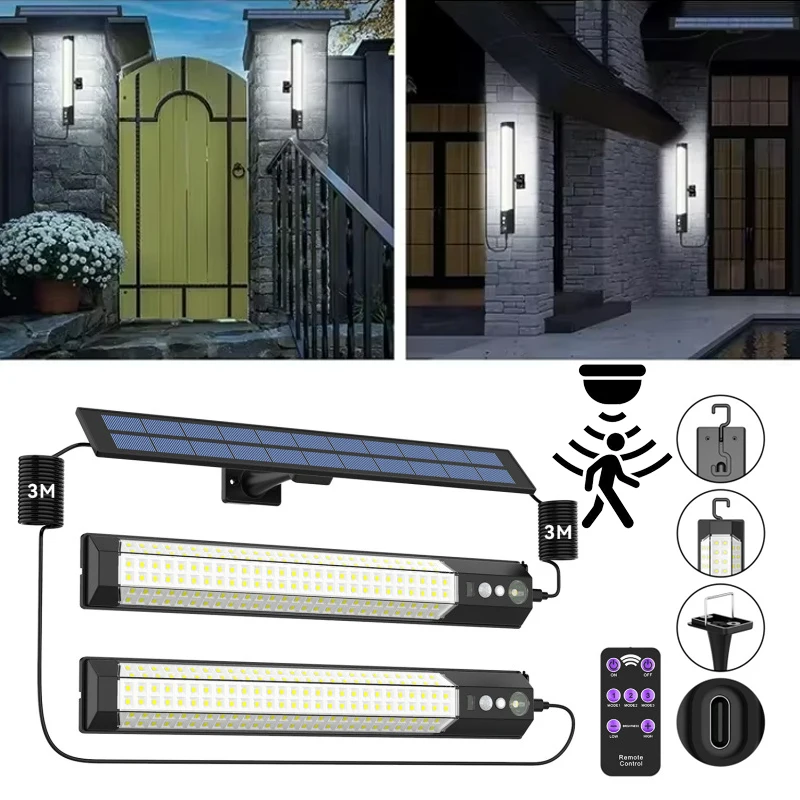 Solar-Wandleuchte, geteilter Typ, Innenhof, menschlicher Körper, Induktionsleuchte, IP65, wasserdicht, wiederaufladbar, für Hof, Zaun, Balkon, Beleuchtung