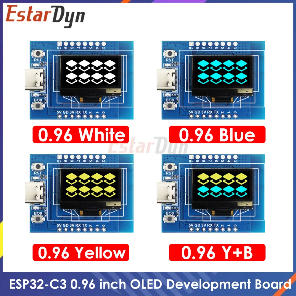ESP32-C3 Development Board with 0.96 Inch OLED Display, WiFi Bluetooth IoT Module Ceramic Antenna for Smart Home Arduino