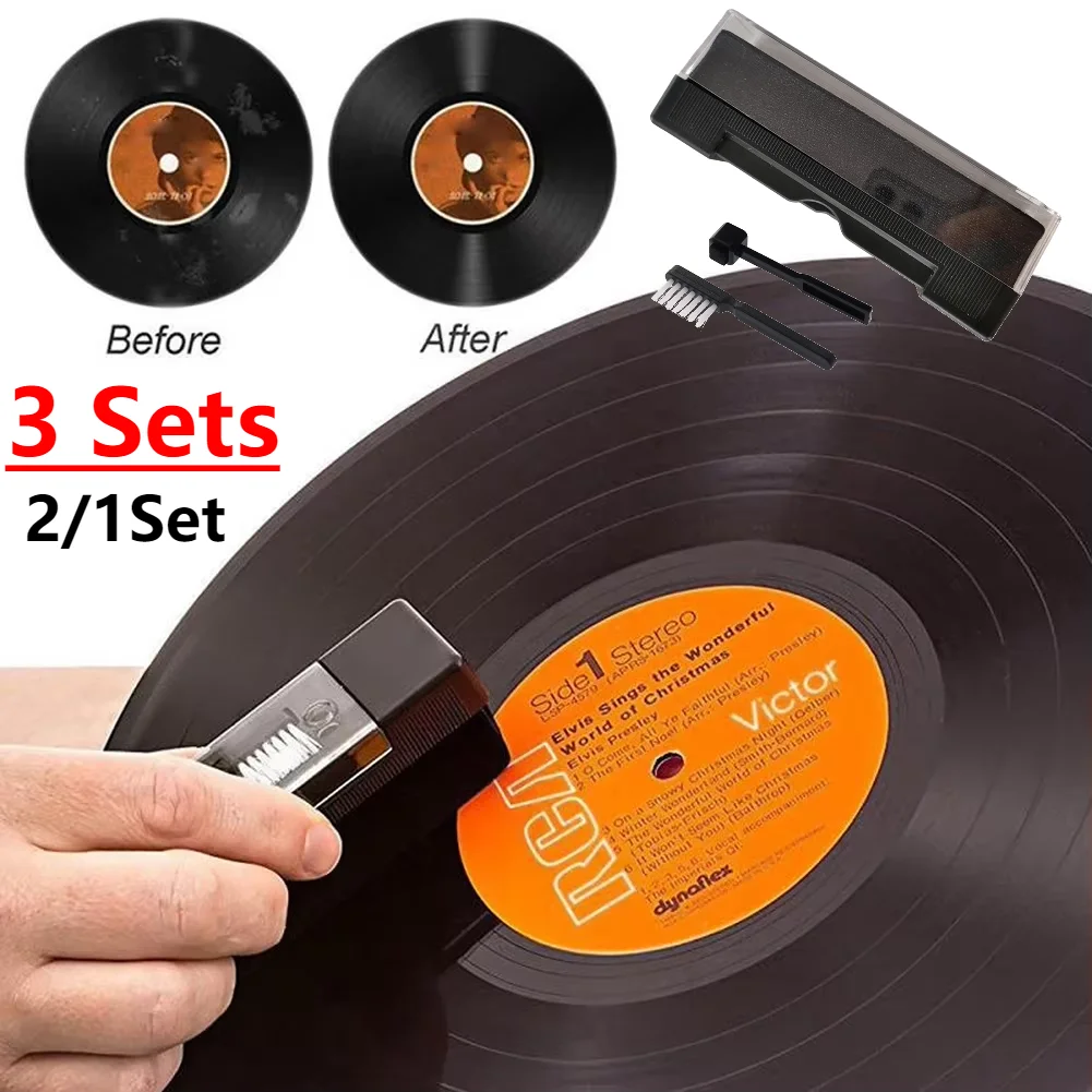 3–1 Sets 2-in-1 LP Vinyl Record Cleaner Reinigungsbürste Pro Staubentferner-Kits für Plattenspieler, Fingerabdrücke, Rückstände, Entferner Image