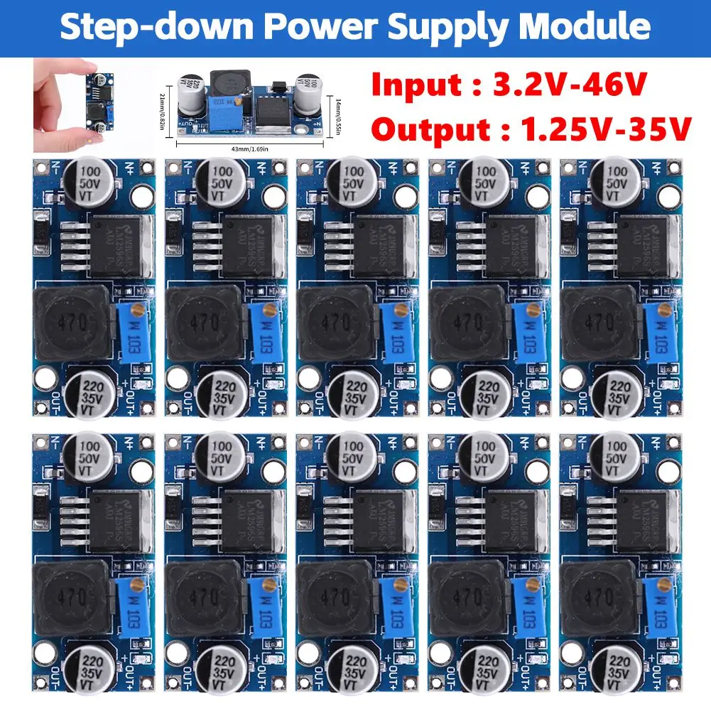 10-1PC LM2596S Step-down Power Converter Modul DC-DC Konverter Step Down Modul Netzteil 3,2V-46V zu 1,25V-35V Image