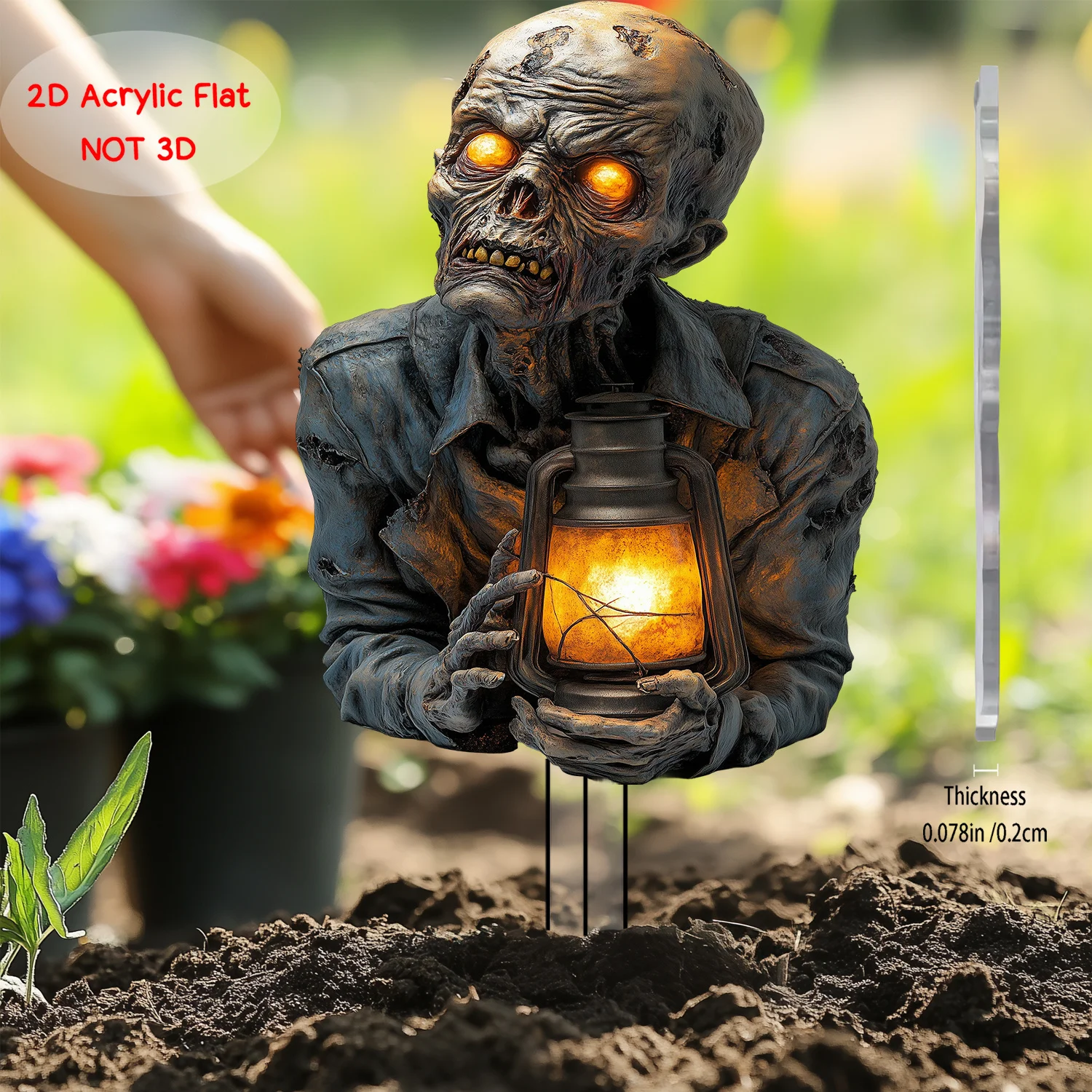 Halloween Laterne Terror Zombie Ornament Gruselig 2D Acryl Garten Boden Stecker Ornament Hause Outdoor Garten DIY Dekoration Geschenk
