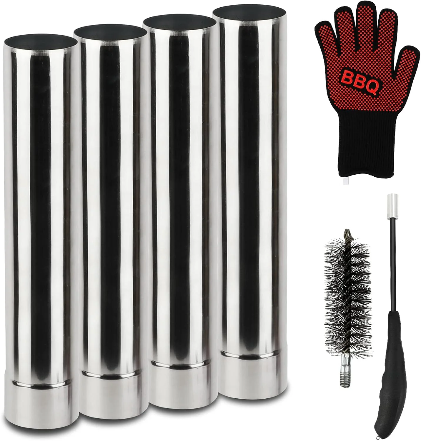 Ofenrohr, Edelstahl, Rauchkamin-Verlängerung, Ofenrohr, 4-teiliges gerades Kaminrohr-Set für Holzofen, Kamine, Kessel Image