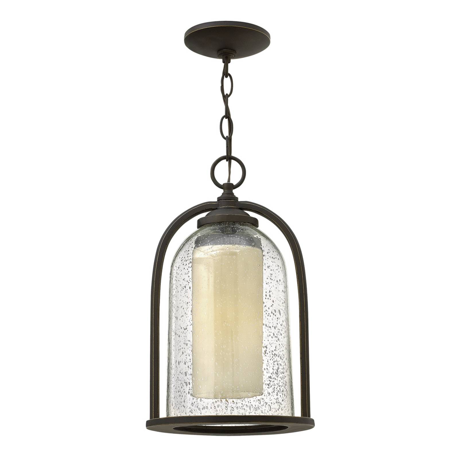HINKLEY Double-shaded hanging lamp Quincy for outdoors, Clear / transparent, Aluminium, Country House / Rustic, Ceiling Light Outdoor