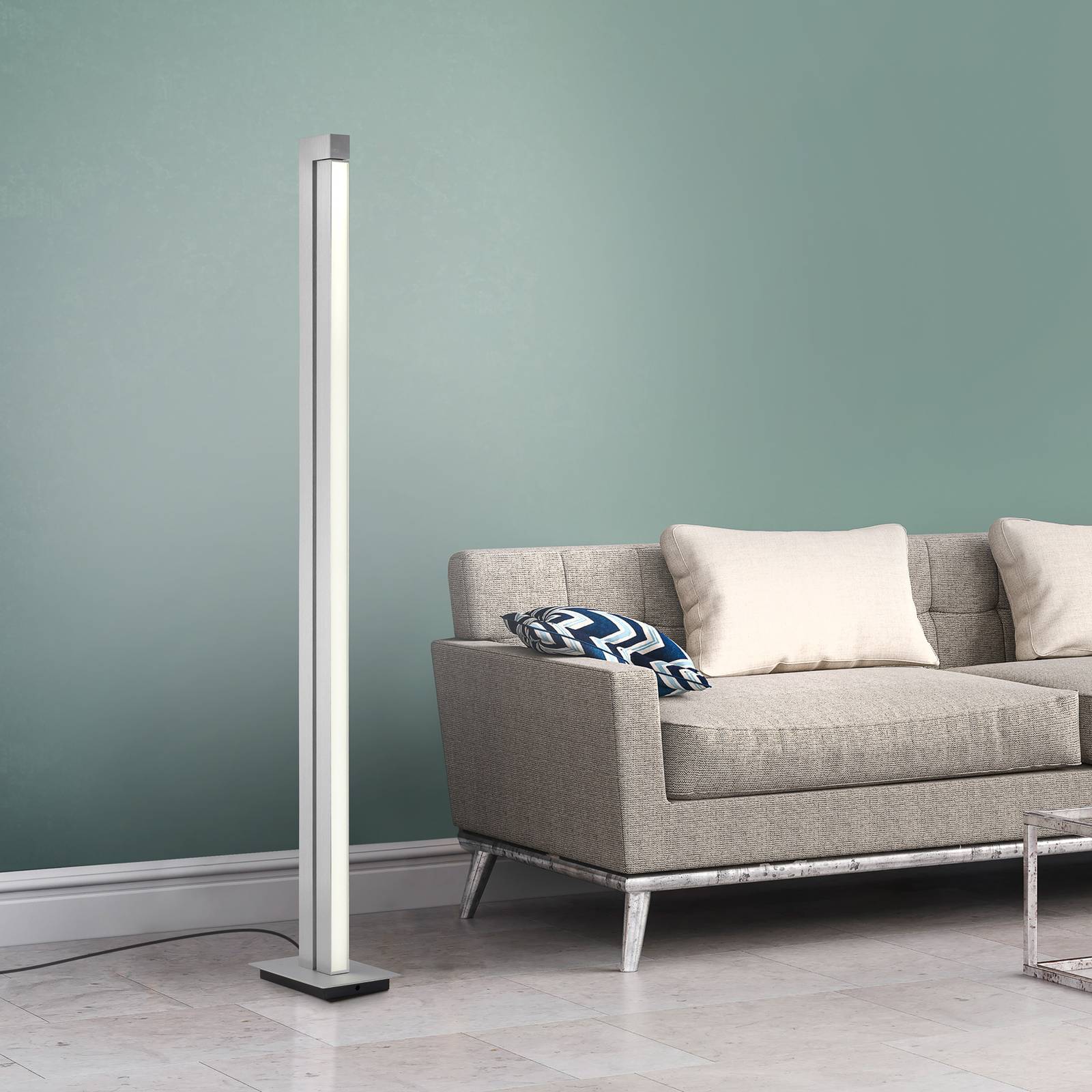 PURE LED Floor Lamp Pure Lines, dimmable, Alu / grey / zinc, Living / Dining Room, metal, Modern, Floor Lamp