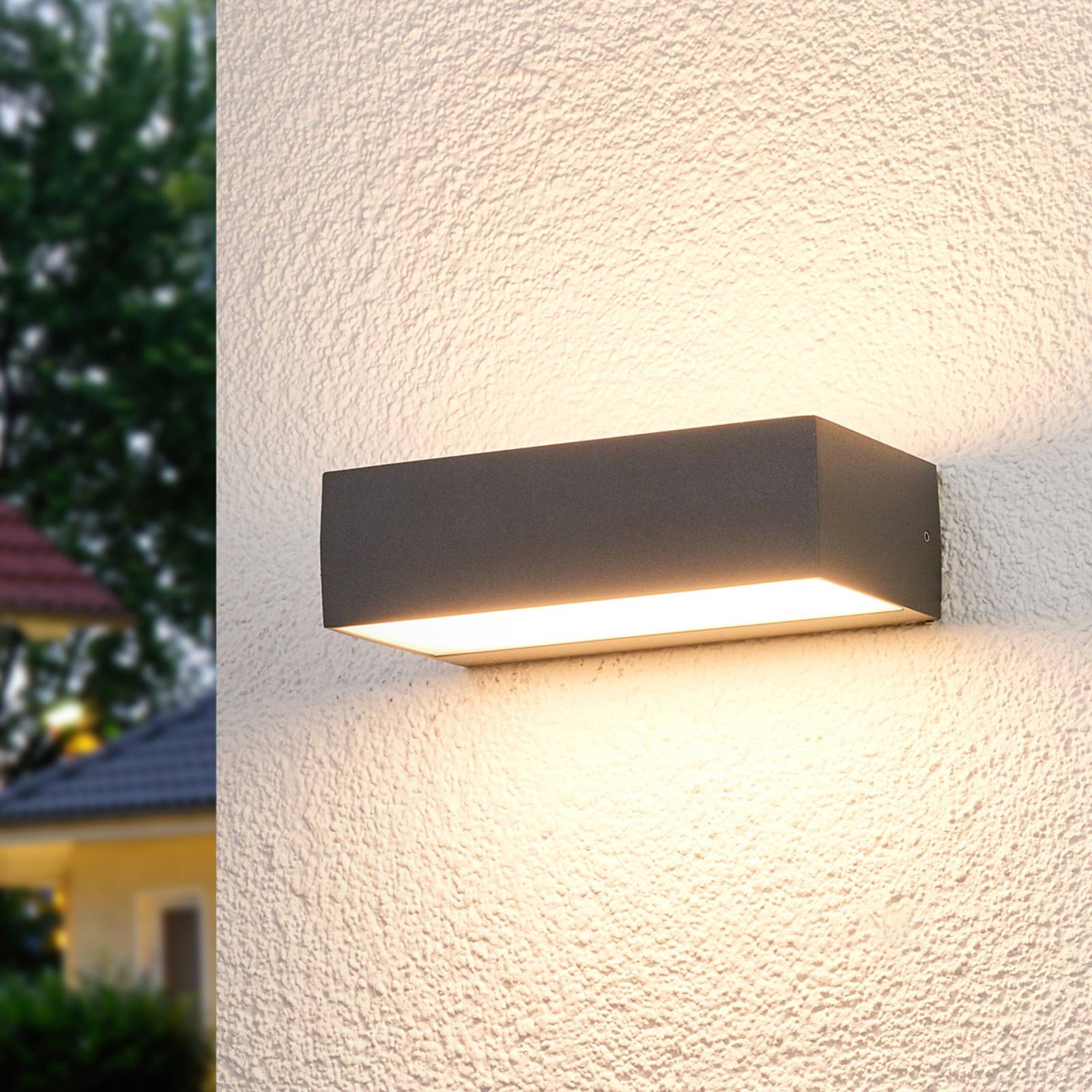 LED Outdoor Wall Light Lissi Lucande, Black, Plastic, Modern, Outdoor Wall Light