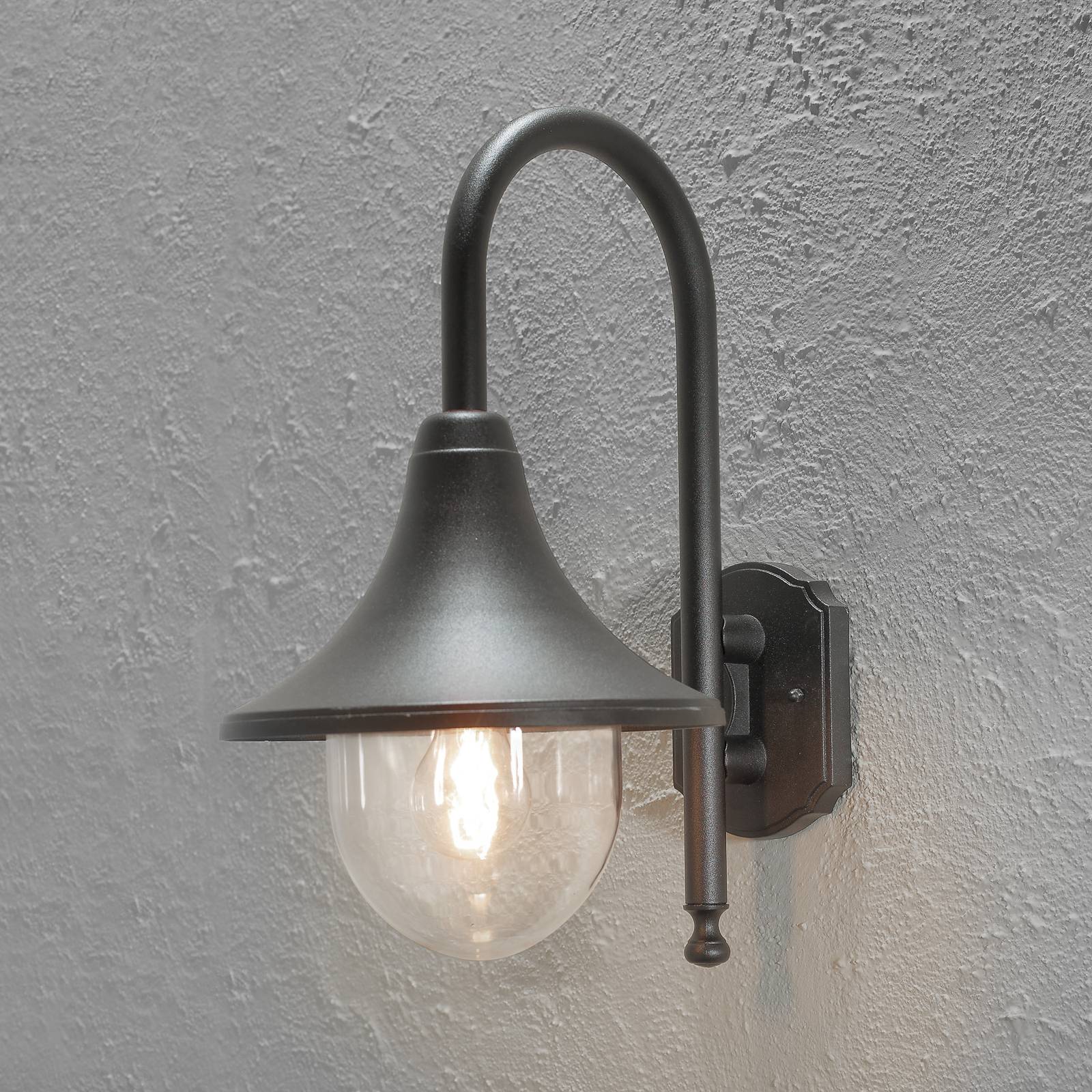 Konstsmide Outdoor Wall Light Bari, dimmable, Black, Aluminium, Country House / Rustic, Outdoor Wall Light