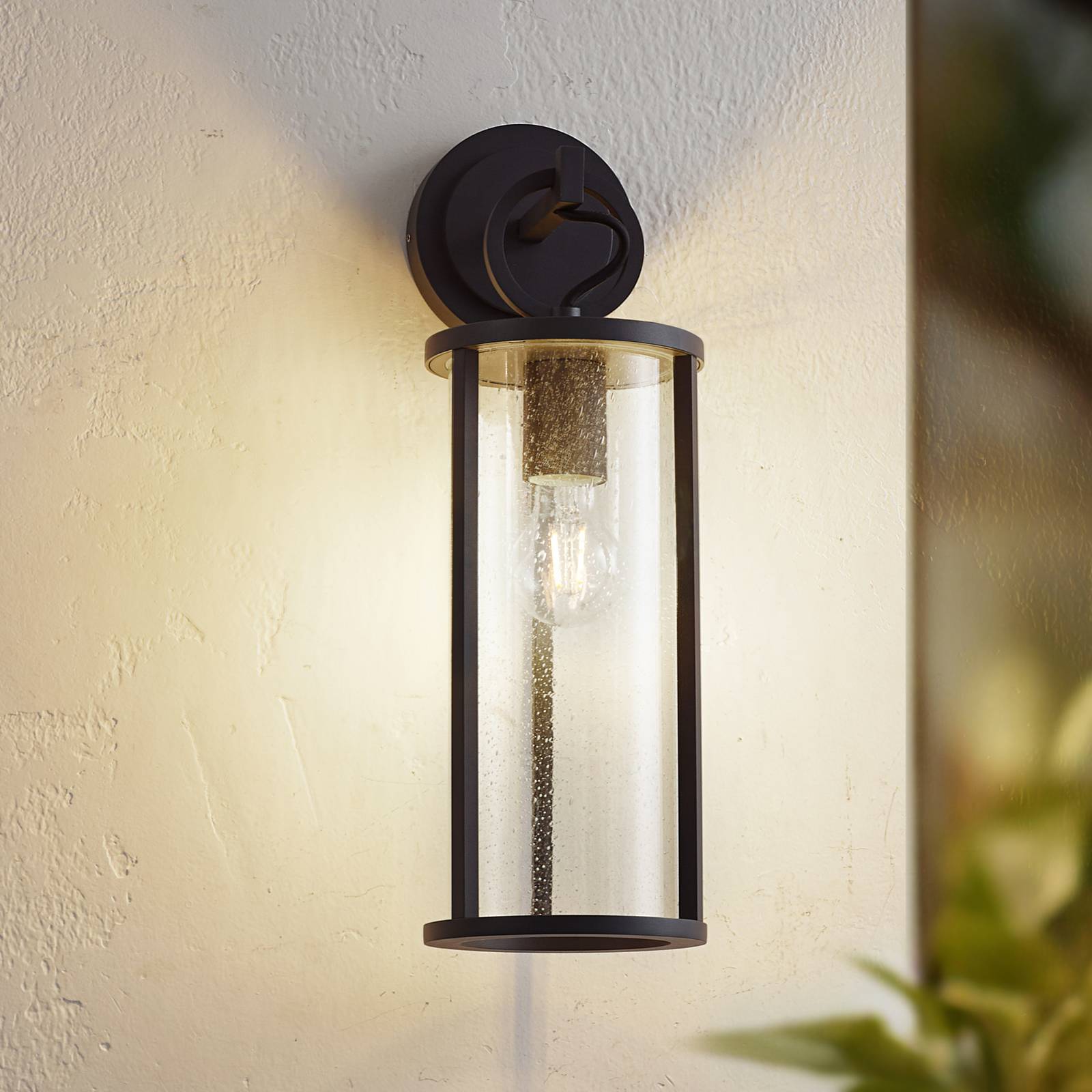 Outdoor Wall Light Emmeline Lucande, dimmable, Black, Aluminium, Modern, Outdoor Wall Light