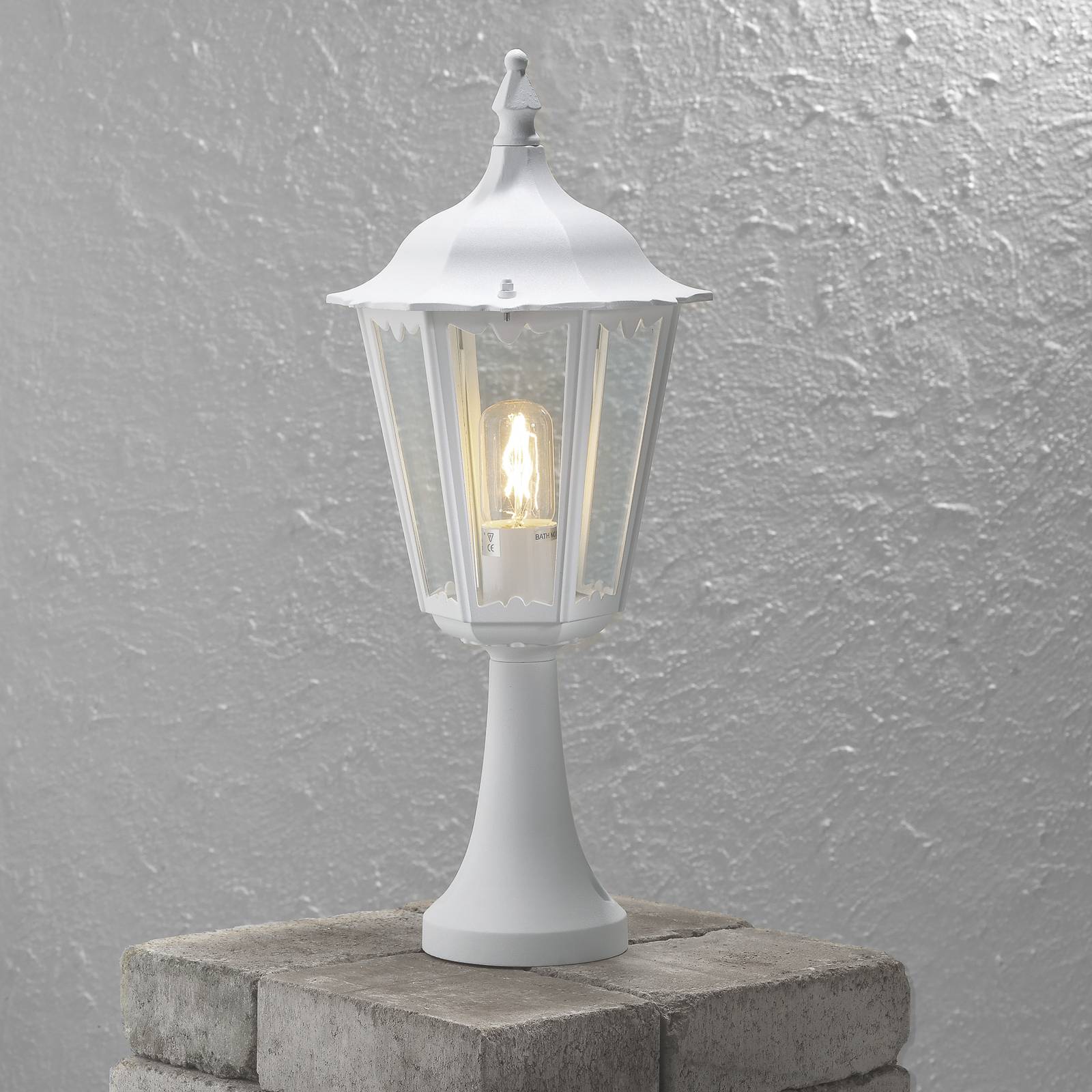 Konstsmide Pillar Light Firenze, White / opal, Aluminium, Country House / Rustic, Outdoor lights