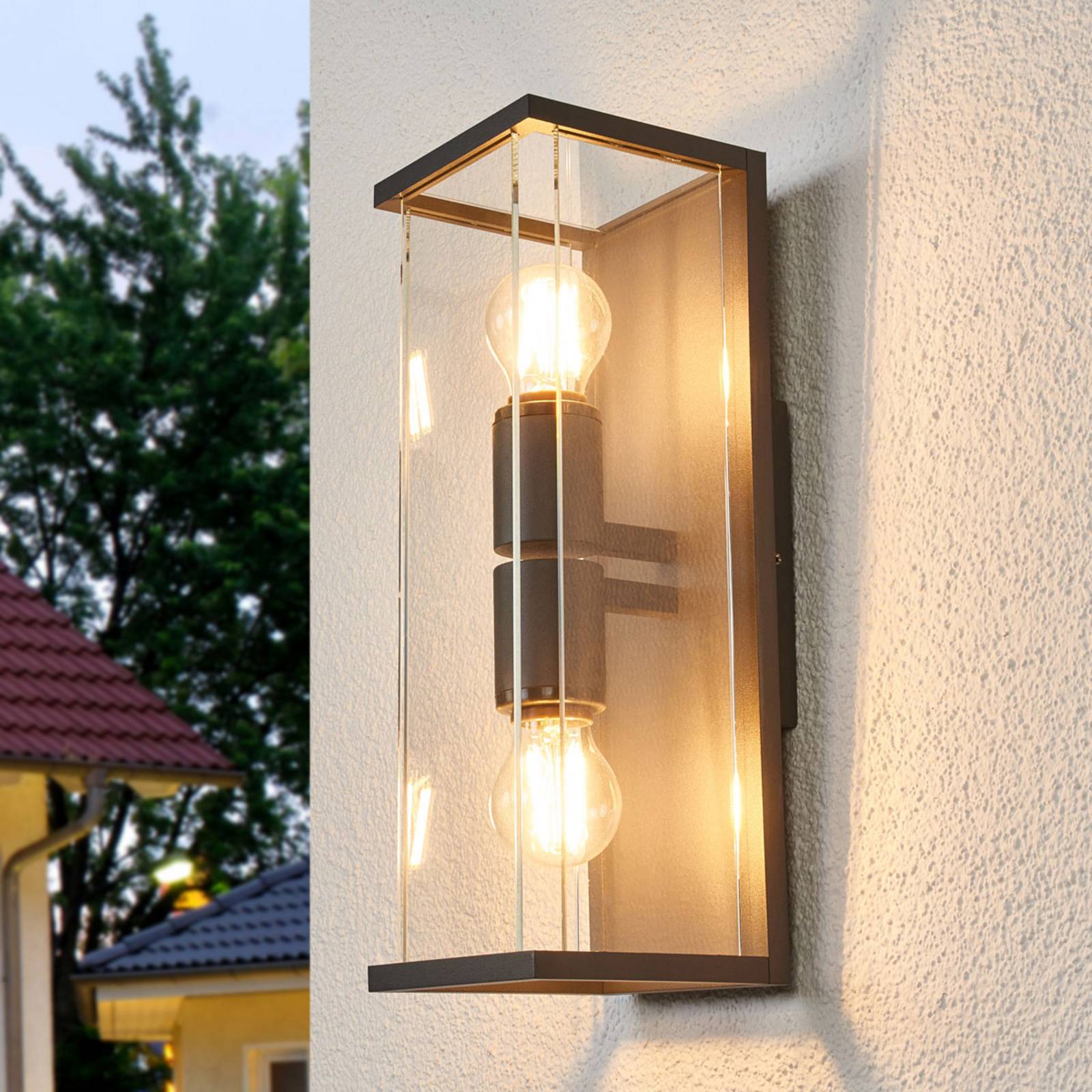 Outdoor Wall Light Annalea Lucande, Black, Aluminium, Modern, Outdoor Wall Light