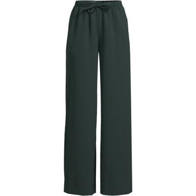 Flowing Woven Trousers with Elastic Waistband, Women, size: 8, petite, Green, by Lands' End