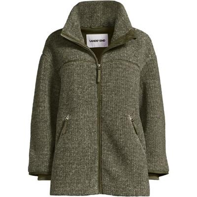 Bob Trimmed Borg Jacket, Women, size: 14-16, petite, Green, by Lands' End