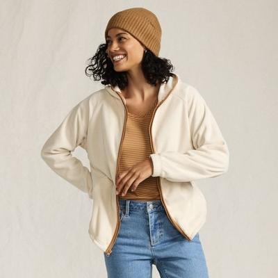 Anyweather™ Water Repellent Hooded Fleece Jacket, Women, size: 16-18, regular, Ivory, Polyester, by Lands' End