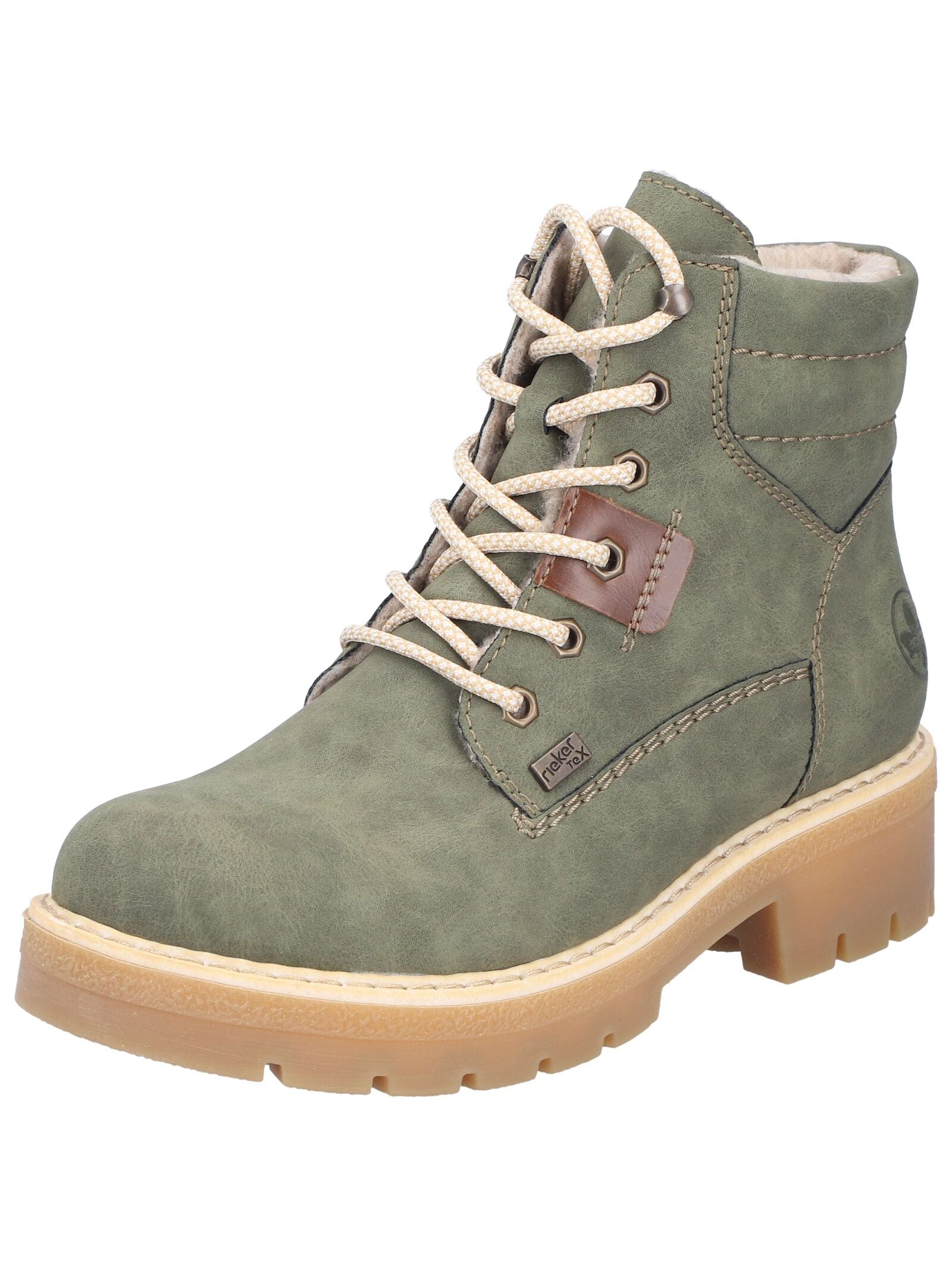 Schnürstiefelette RIEKER "Rieker Stiefelette Lederimitat", Damen, Gr. 39, grün, Lederimitat, Schuhe