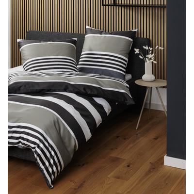 Bettwäsche JANINE "Mako-Satin87108 07", braun (braun grau), B/L: 155cm x 220cm, , Mako-Satin, B/L: 80cm x 80cm, Mako-Satin, Obermaterial: 100% Baumwolle, Bettwäsche, mit Reissverschluss Image