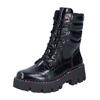 Schnürstiefelette RIEKER "Rieker Stiefelette Lederimitat", Damen, Gr. 37, schwarz (schwarz lack), Lederimitat, casual, Schuhe