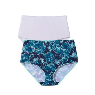 Plus Size Women's Comfort Choice ® 2-Pack Microfiber Brief by Comfort Choice in Navy Floral Pack (Size 8)