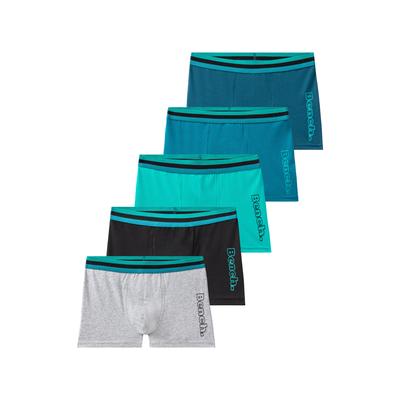 Boxer BENCH. "Boxershorts für Jungen", Kinder, Gr. 146/152, grau, petrol, mint, hellpetrol, schwarz, Jersey, Obermaterial: 95% Baumwolle, 5% Elasthan, unifarben, Unterhosen, mit Logo Druck am Bein Image