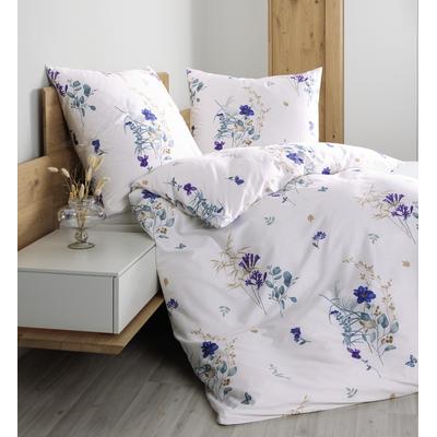 Bettwäsche JANINE "Mako-Satin98122 02", taubenblau lila, B/L: 155cm x 200cm, , Mako-Satin, B/L: 80cm x 80cm, Mako-Satin, Obermaterial: 100% Baumwolle, Bettwäsche, mit Reissverschluss Image