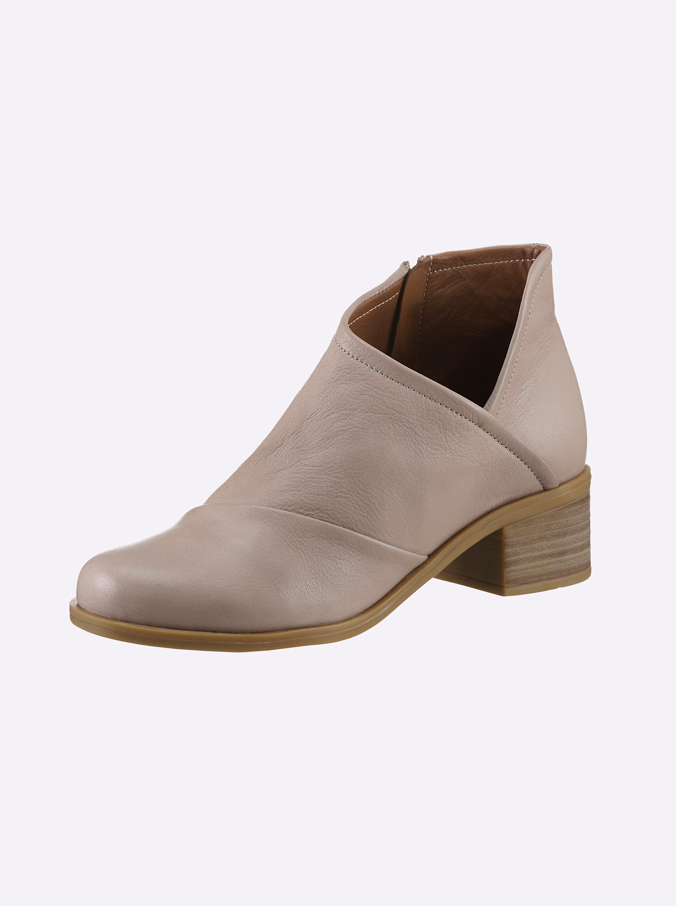 Stiefelette HEINE, Damen, Gr. 38, grau (taupe), Glattleder, Leder, Rindsleder, Schuhe Stiefelette