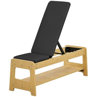 Adjustable Dumbbell PU Padding Bench with Storage Rack and Wood Frame for Home Gym - 46.9