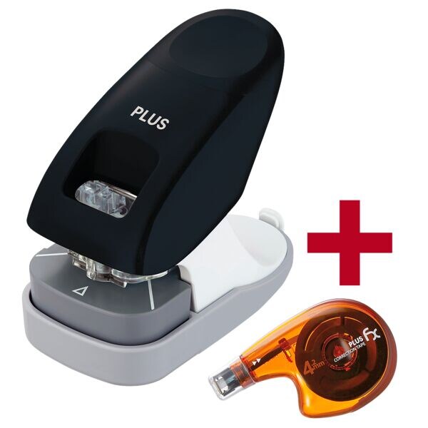 PLUS JAPAN Klammerloses Heftgerät »SL-112A« inkl. Einweg-Korrekturroller »Sideway FX« schwarz, 7x11x13 cm Image