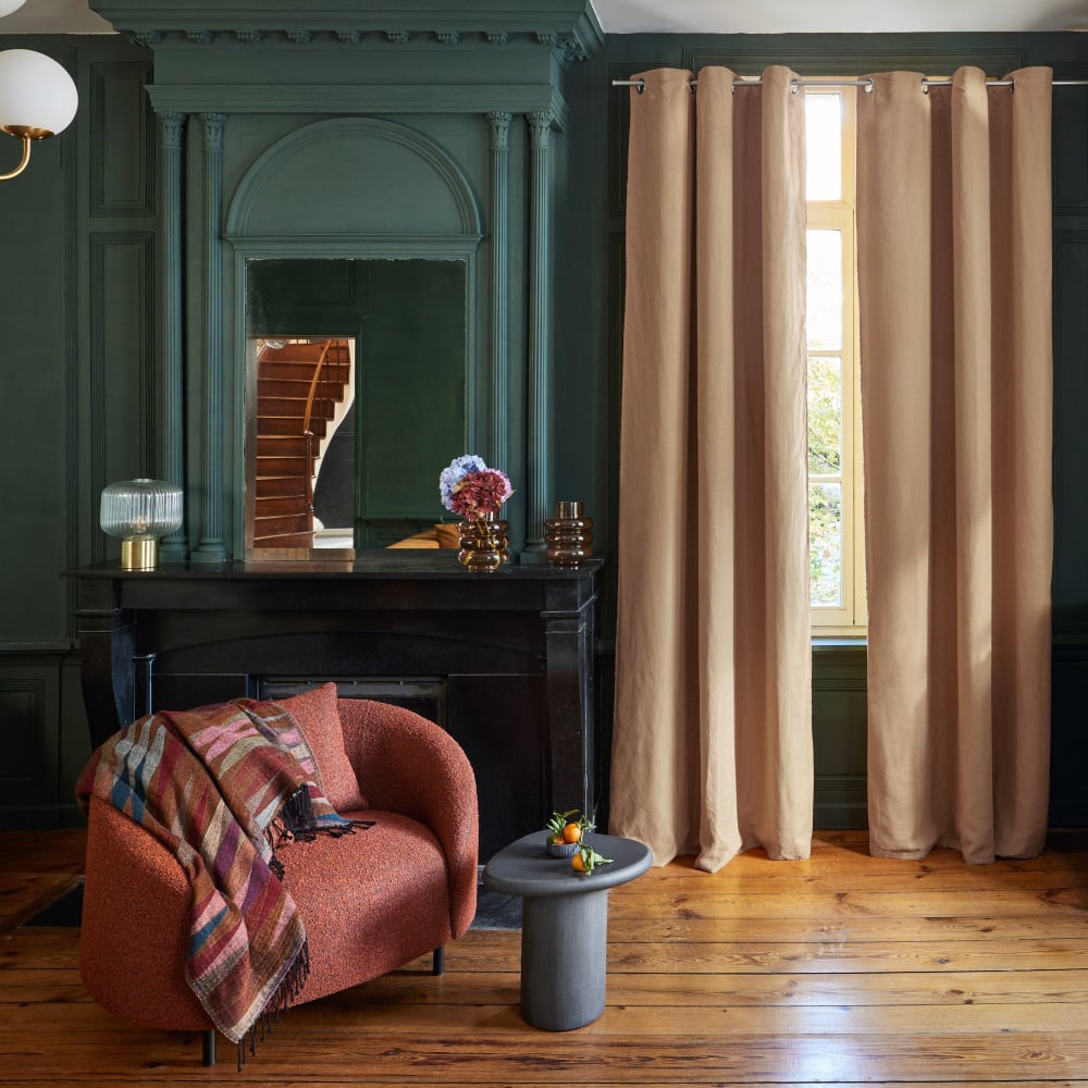 Tenda ad occhiello foderata di oscurante Lavaggio sabbia 190x270 cm