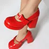 2025 mode Weibliche Pumpen Runde Kappe Block Heels 9 cm Plattform 2 cm Bowknot Plus Größe 45 46 47 48 süße Mary Janes Schuhe