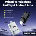 Adattatore CarPlay wireless 2 in 1 2025 | USB/Tipo C a doppia porta | Connessione più veloce | BT 5.2 + 5GHz WiFi | Aggiornamento automatico OTA