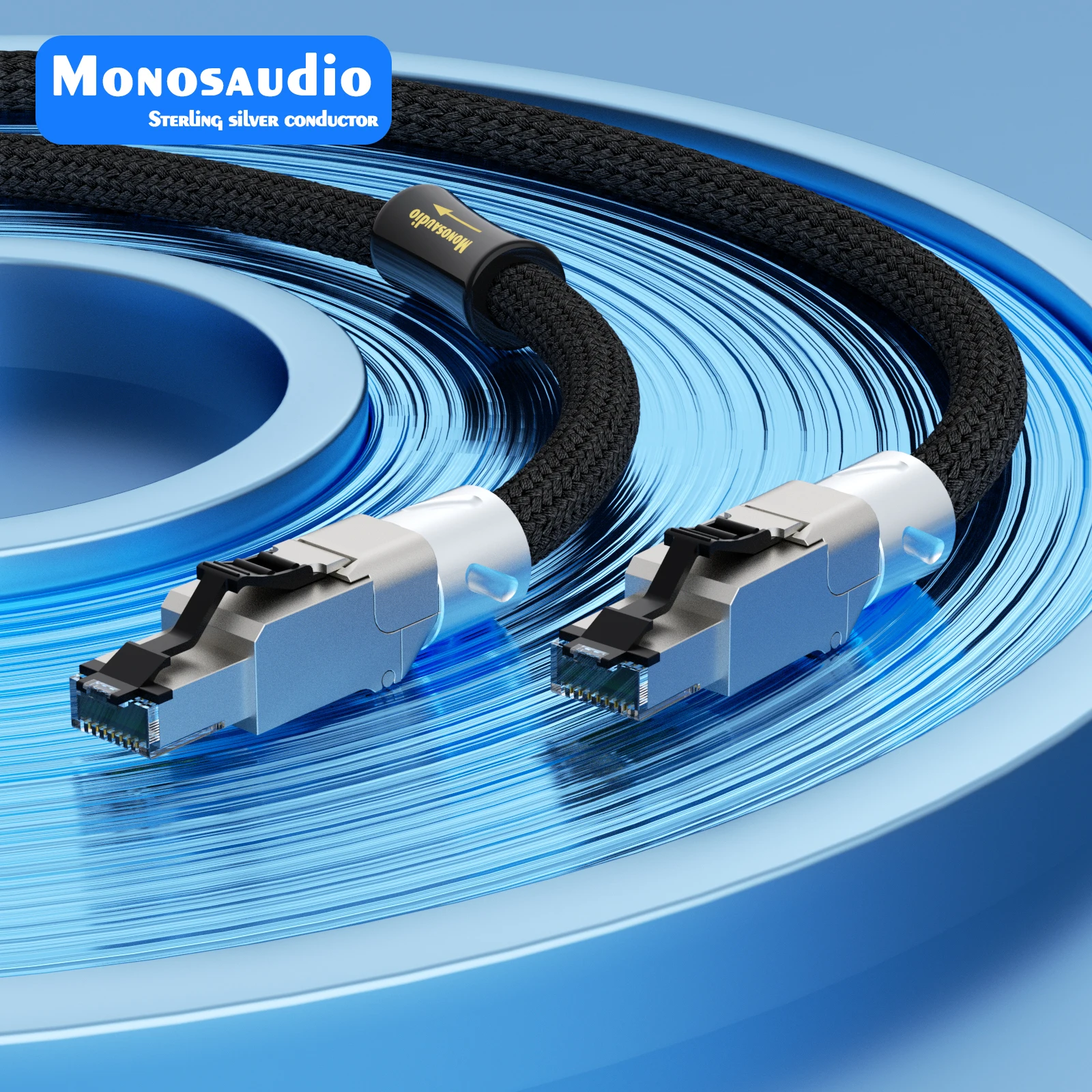 Monosaudio CAT8 Ethernet-Kabel Reines Silber 40Gbps 2000MHz RJ45 Mcat8 Kabel Hochgeschwindigkeits-LAN RJ45 Netzwerk-Patchkabel Ethernet-Netzwerkkabel Image