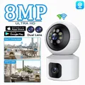 Telecamera IP WiFi 4K 8MP Doppio schermo Zoom 8X Baby monitor wireless Audio bidirezionale CCTV Visione notturna a colori HD Telecamera intelligente PTZ per interni