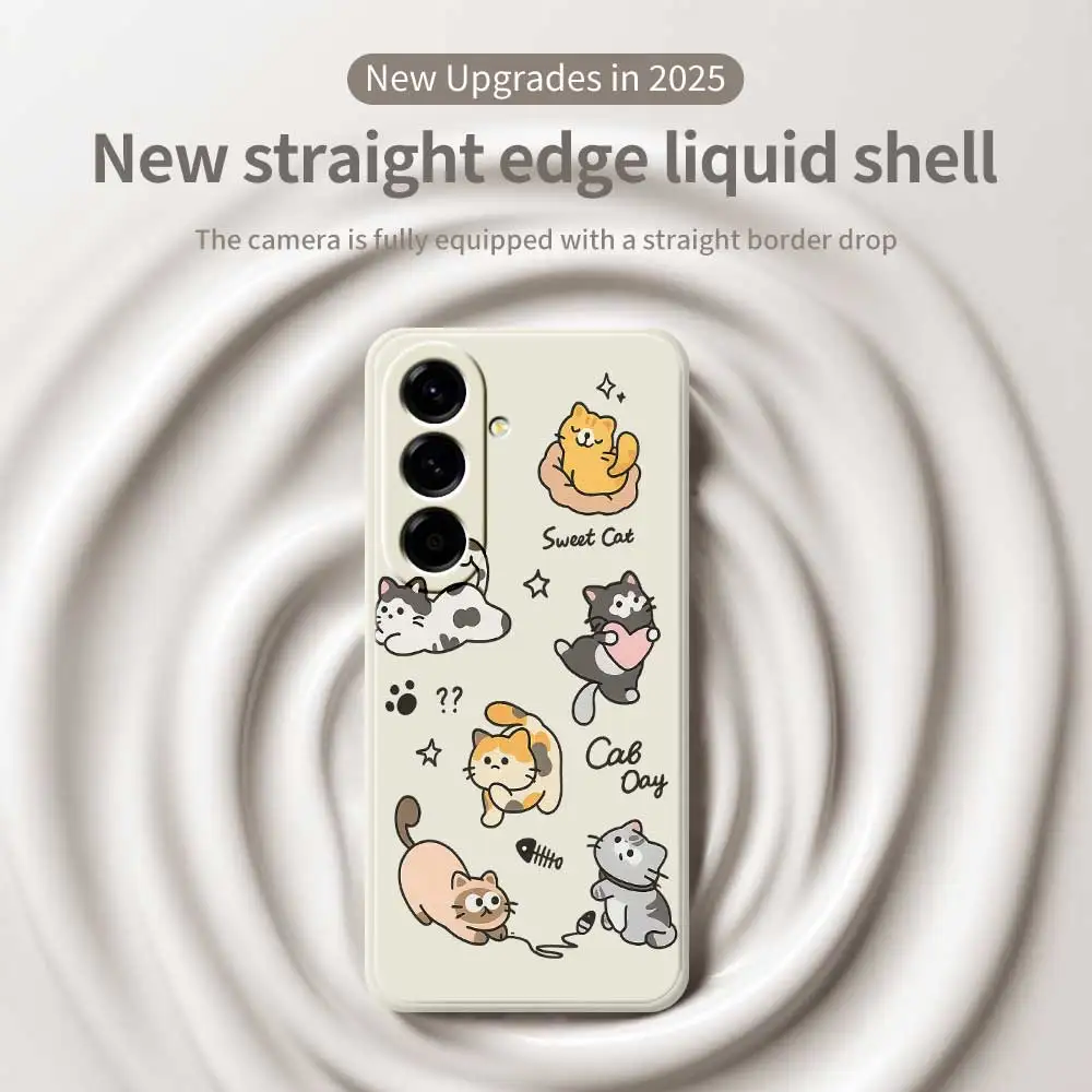 Nette Katze Telefon Fall Silikon Für Samsung Galaxy A56 A32 A23 A22 5G A32 A23 4G A55 a54 A53 A52 A51 A35 A34 Soft Cover Image