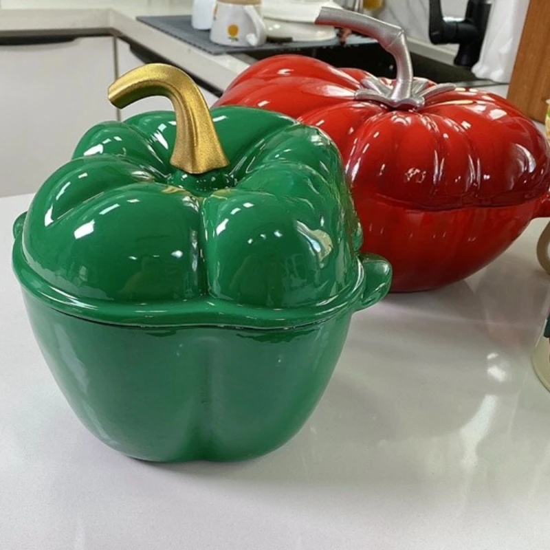 19 cm Gusseisen-Emaille-Eintopf, nicht beschichtet, antihaftbeschichtetes Design, dichter Körper für gleichmäßige Wärmeverteilung, Gas- und Induktionskompatibilität Image