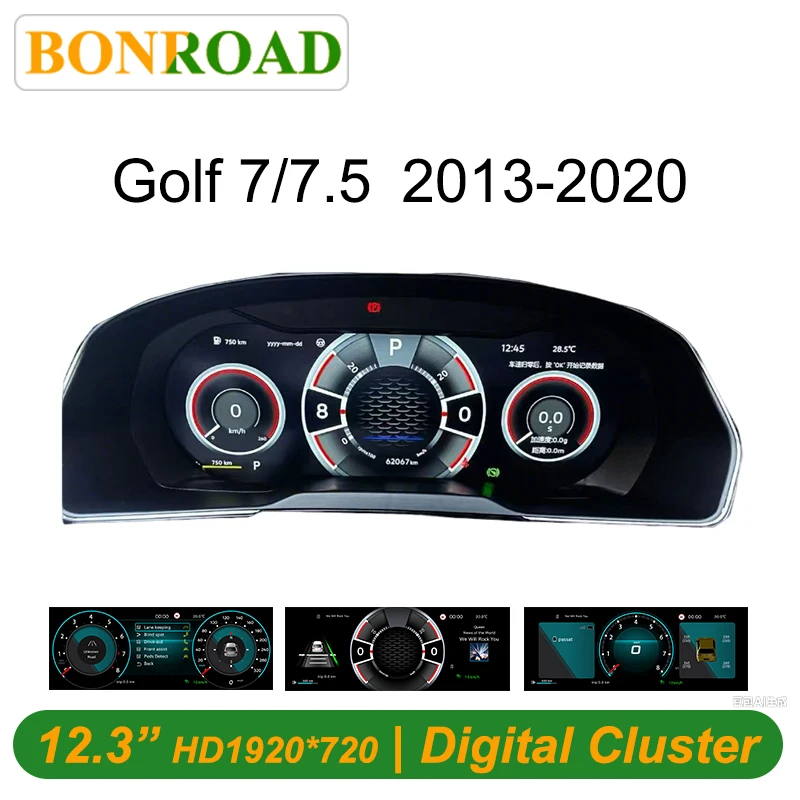 Bonroad 12.3‘’ Lcd Digital Dashboard Cluster For Volkswagen VW Golf7 MK7 2013-2020 Radio Virtual Instrument Panel Cockpit Image