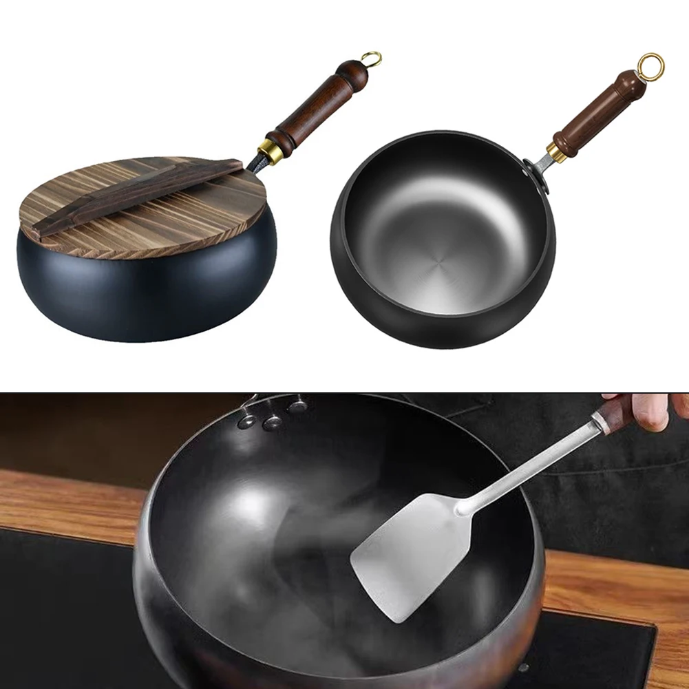 Pure Iron Uncoated Big Belly Pot Handmade Forging Non-Stick Pan Household Small Flat Bottom Frying Pan For Kitchen Gas Stove