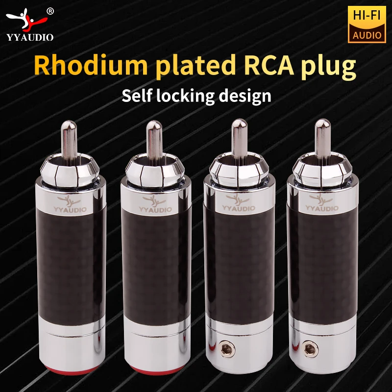 4 stücke Rhodiniert RCA Stecker HiFi Stecker Stecker RCA Adapter Jack Für 10mm Audio Verstärker Kabel Stecker lautsprecher Image