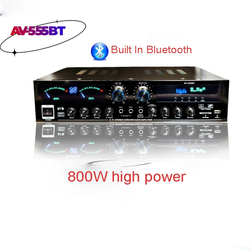 555BT Hochleistungsverstärker AC220V/110V Lautsprecher KTV Bluetooth USB Subwoofer Karaoke Verstärker USB-Laufwerk Image