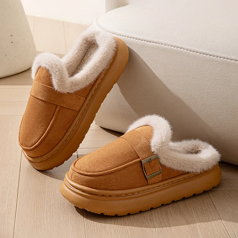 Casual frauen Hause Hausschuhe Winter Plüsch Luxus Designer Frau Schuhe Indoor Flauschigen Plattform Fuzzy Pelz Rutschen Elegante Wohnungen Warme