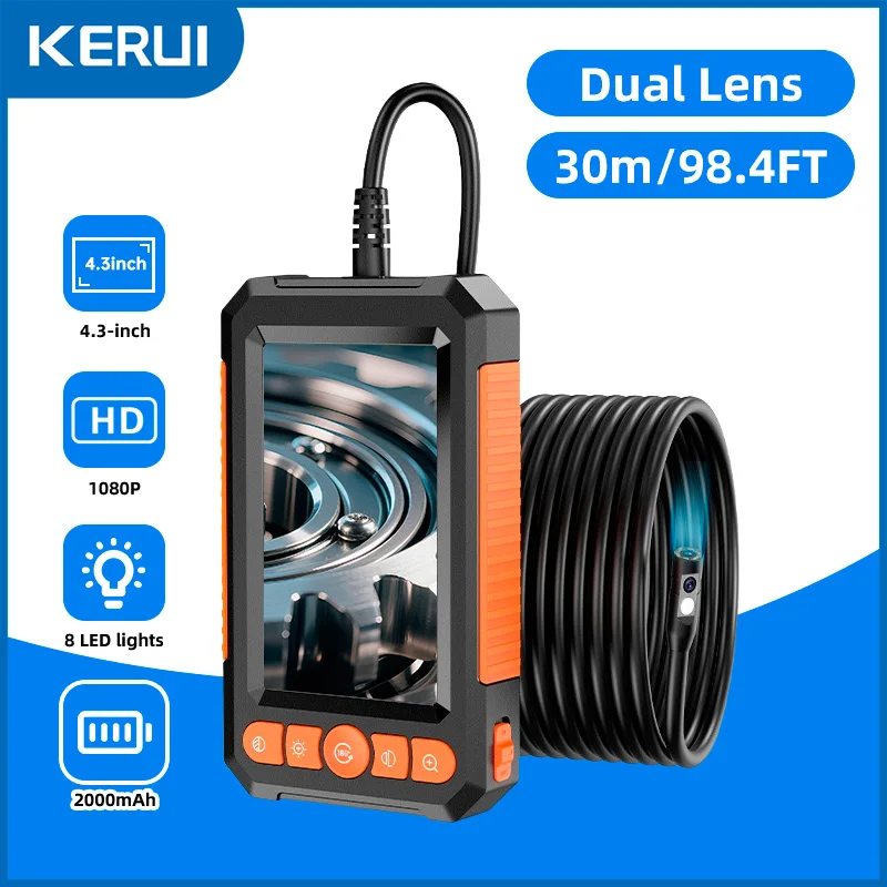 KERUI 10/20/30M Industrie-Endoskopkamera 4,3 "Single Dual Lens HD 1080P Autoinspektion Endoskop IP67 Wasserdichte Kanalisationskamera Image