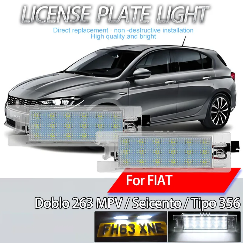 2 pezzi lampada a led numero targa luce canbus nessun errore per FIAT Tipo 356 2015-up Seicento 1998-2011 Doblo 263 MPV Car Styling