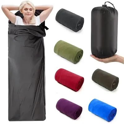 Sleeping Bag Liner Zipper Microfiber Travel Single Sleeping Bag Camping Blanket Indoor Outdoor Blanket for Adults Children
