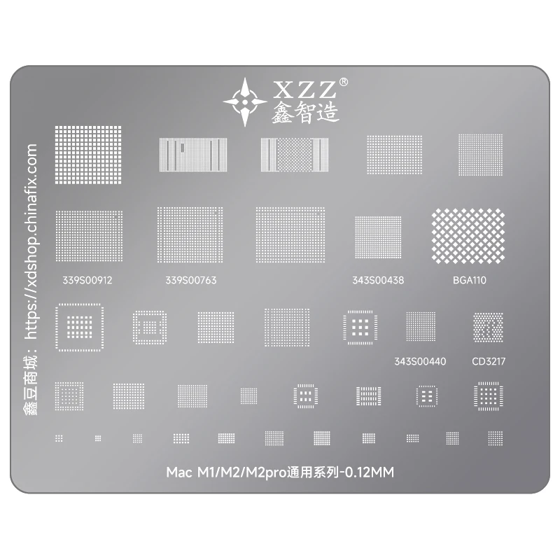 XZZ BGA-Schablone für MacBook M1/M2/M2pro WiFi NAND 339S00912/339S00763/343S00438/BGA110/343S00440/CD3217 BGA-Reballing-Schablone Image