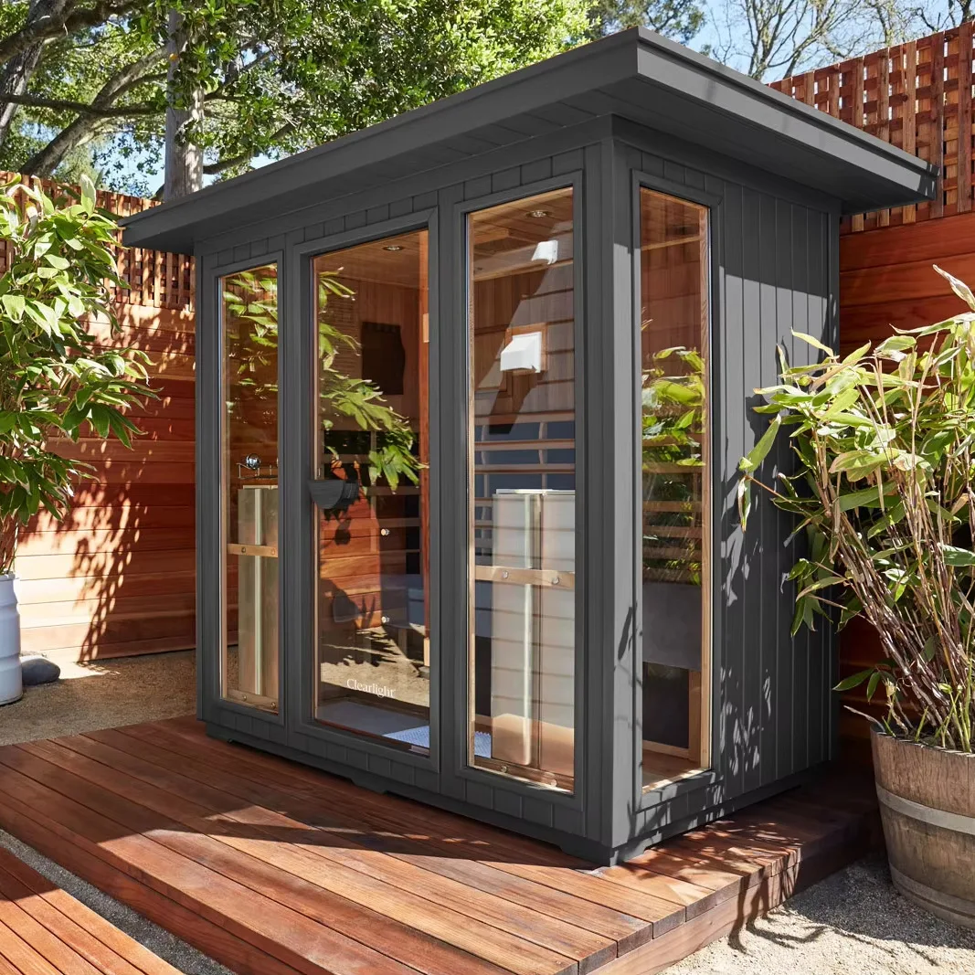 Traditional Garden Finnland's neue intelligente Sauna aus reinem kanadischem rotem Zedernholz im Freien, kommerzielle Sauna, Dampfbad