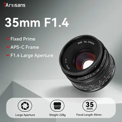 7artisans 35mm F1.4 Mark II APS-C Prime camera Lens For Micro 4/3 ZVE10 A6000 FX30 Fujifilm X-H2 Nikon ZFC Canon RF Sony E Lumix