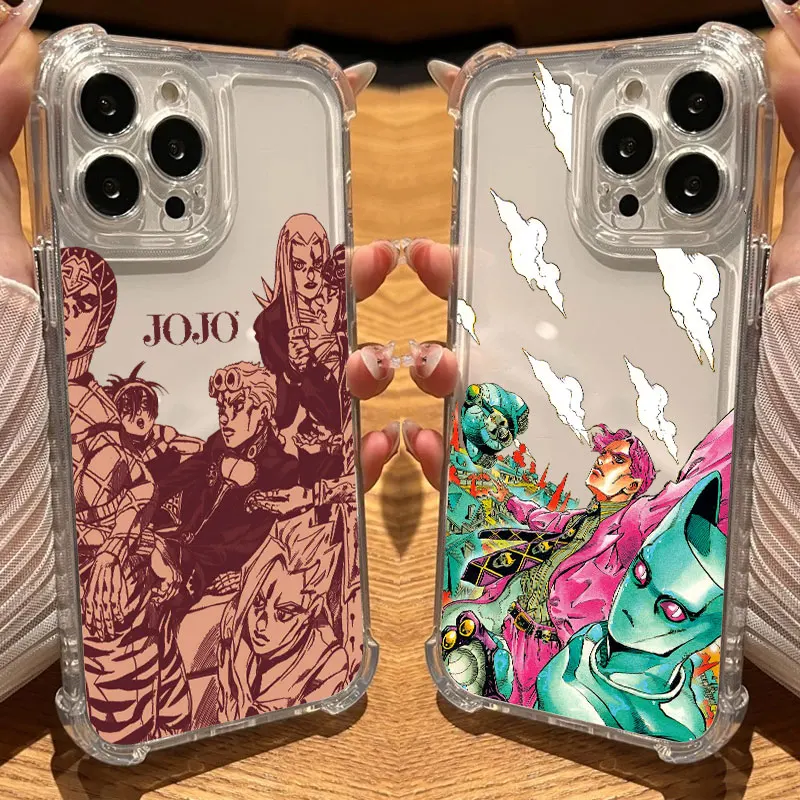 JoJo Bizarre Anime Adventures Handyhülle, transparent, für iPhone 17, 16, 14, 15, 11, 12, 13 Pro Max, 16E, 16 Plus, 17 Air, weiche, stoßfeste Abdeckung Image