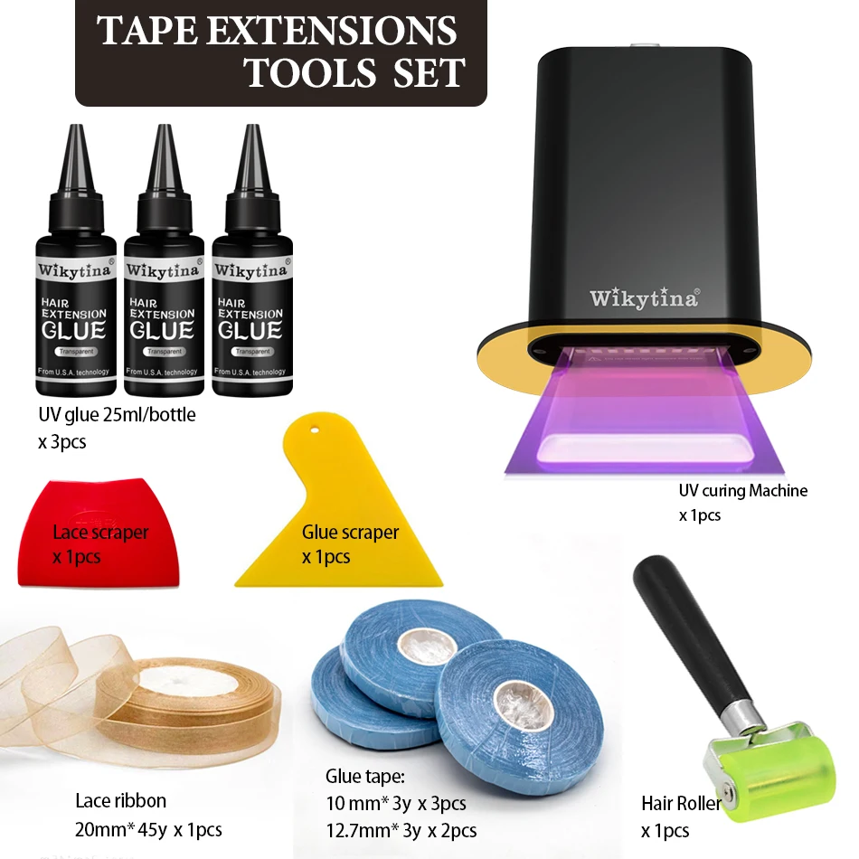 UV V Licht Haarverlängerung Werkzeug Set Band Haarverlängerung Set UV GLUE Verlängerung Maschine komplettes Set Salon Werkzeuge Zubehör Image