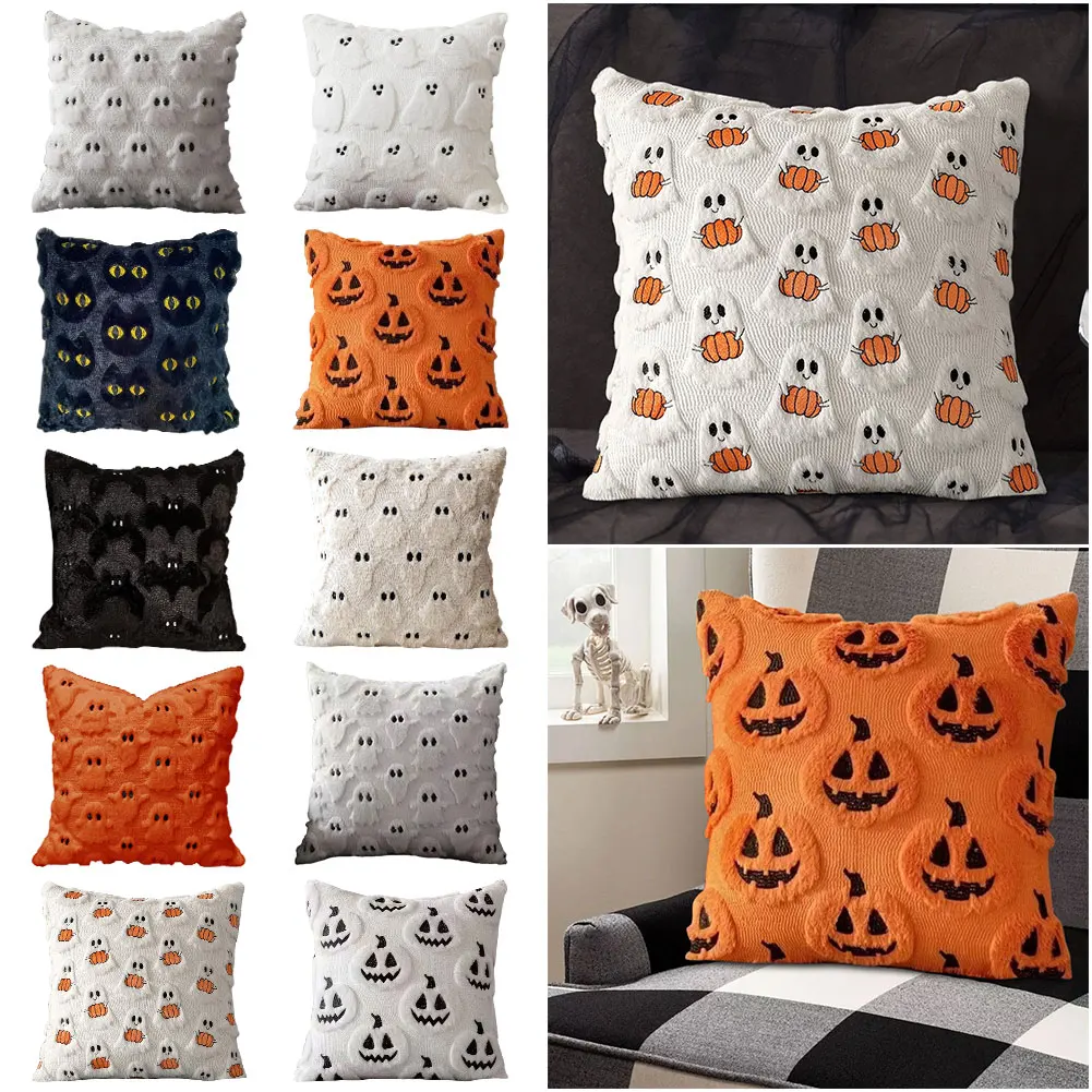 Kürbis Herbst Kissenbezüge Halloween Dekokissenbezug Couch Kissenbezug Plüsch Kissen Kissenbezug für Halloween Dekoration Image