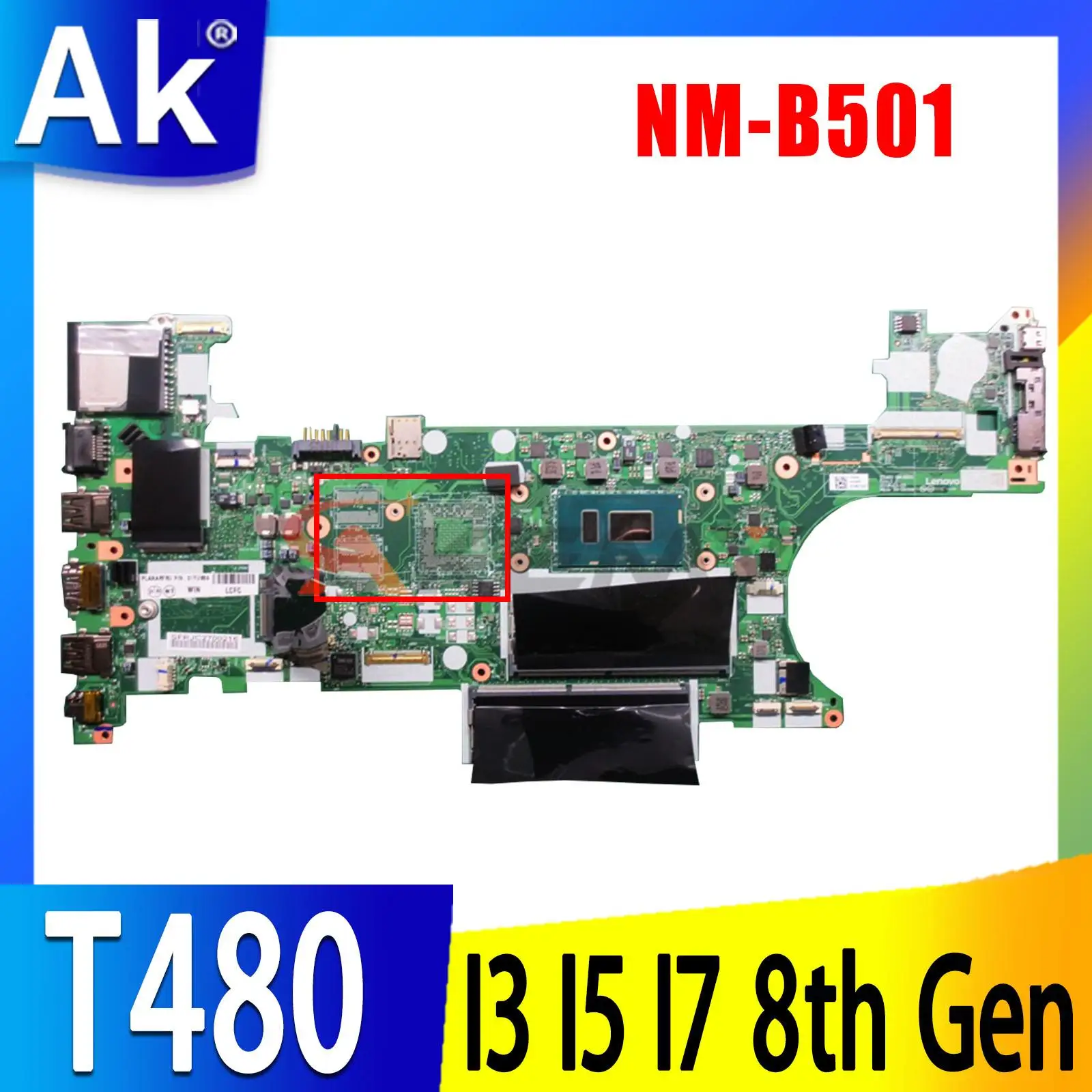 Für Lenovo Thinkpad T480 Motherboard ET480 NM-B501 i3 i5 i7 7/8th Gen CPU MX150 2G 01YR342 01YR324 Mainboard ThinkPad Image