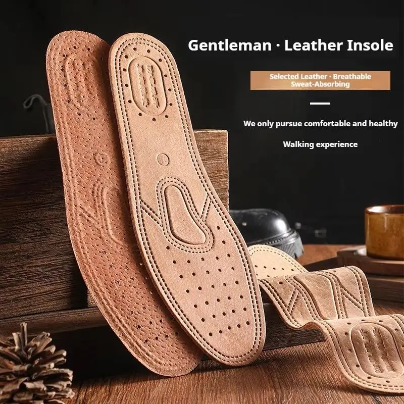 Rindsleder-Schuh-Einlegesohle für Männer und Frauen, atmungsaktiv, Deodorant, Sport, lässig, Leder-Einlegesohlen für Füße, hochwertige flache Schuhe, Sohle, 1/3 Paar Image