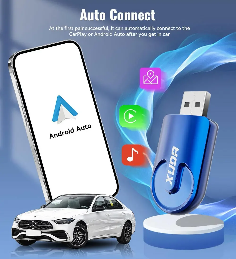 Smart Mini Box Wireless Carplay Android Auto Wireless Ai Box 2 in 1 Bluetooth 5,0 Adapter 5g WLAN Smart Dongle Autozubehör Image
